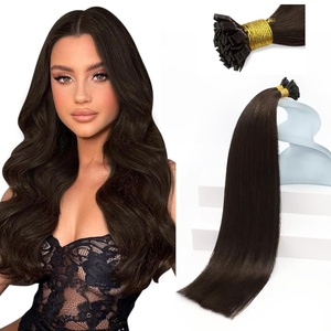 Sunny Hair 16 inch Flat Tip Hair Extensions Human Hair Easy to Style K Tip Extensions Darkest Brown Fusion Real Hair for Women Seamless Blend 50g