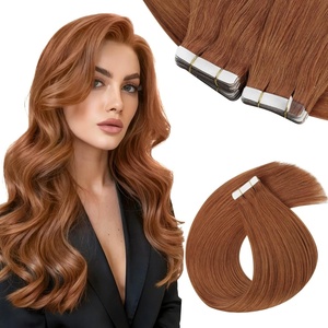 Sunny Tape in Hair Extensions Human Hair, 24 Inch 100g Copper Orange 40pcs, Seamless Hair Extension Tape for Women, Versatile Rooted Hair