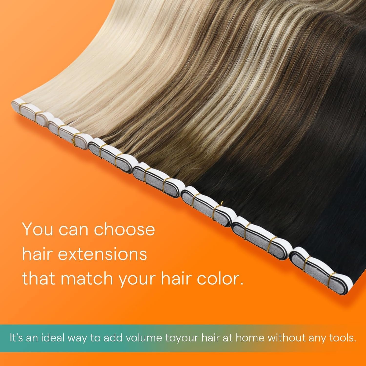 image:imageSunny Hair Light Brown Balayage Injected Invisible Tape in Hair Extensions 22 Inch 20Pcs 50g Natural Invis Edge Tape Real Human Hair Seamless Hand Sewn Hair Extensions1622 Highlight Blonde