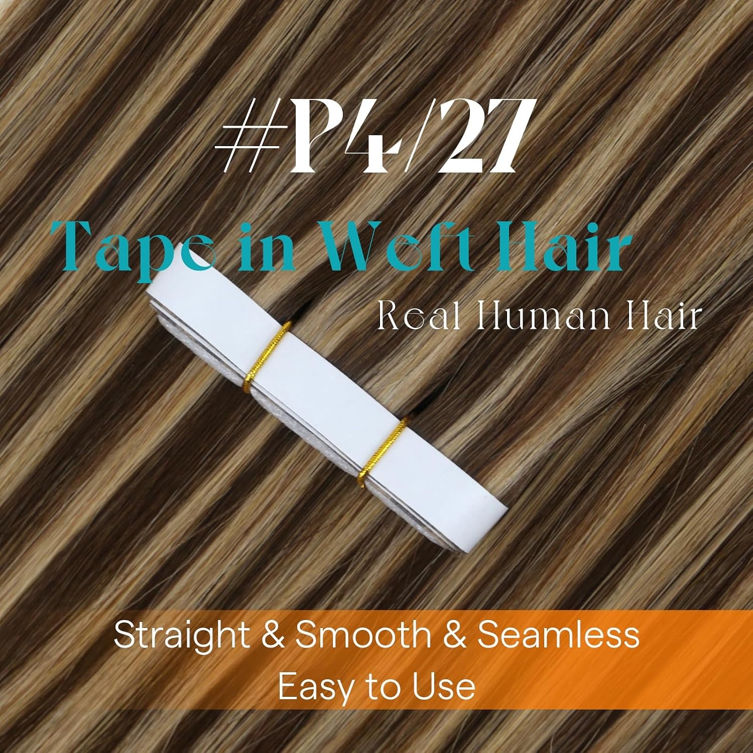 image:imageSunny Hair Light Brown Balayage Injected Invisible Tape in Hair Extensions 22 Inch 20Pcs 50g Natural Invis Edge Tape Real Human Hair Seamless Hand Sewn Hair ExtensionsP427 Dark Brown Highlight Caramel Blonde