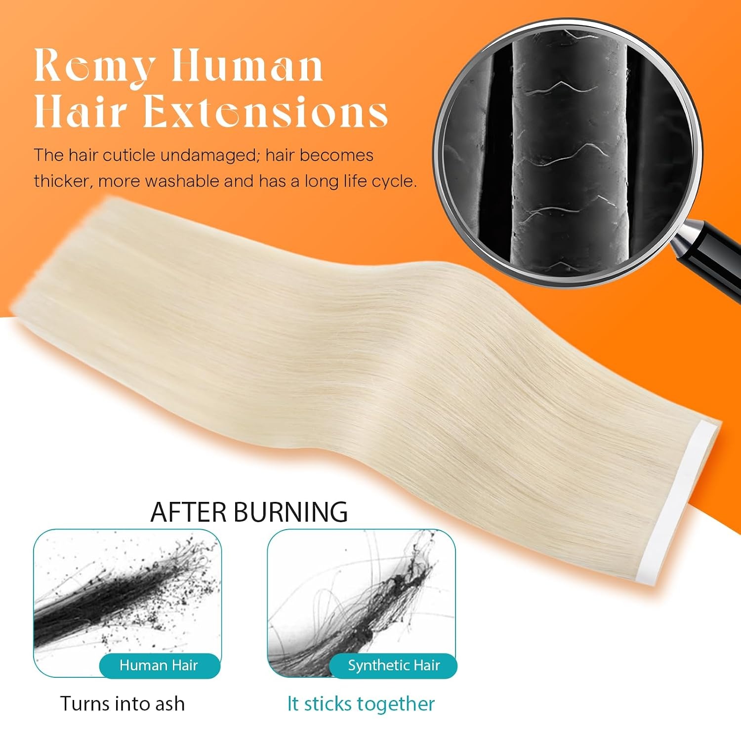 image:imageSunny Hair Light Brown Balayage Injected Invisible Tape in Hair Extensions 22 Inch 20Pcs 50g Natural Invis Edge Tape Real Human Hair Seamless Hand Sewn Hair Extensions60 Platinum Blonde