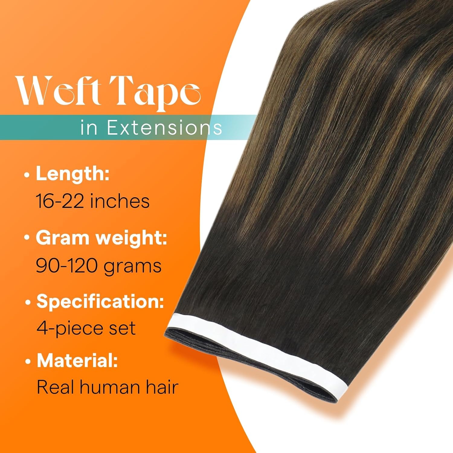 image:imageSunny Hair Light Brown Balayage Injected Invisible Tape in Hair Extensions 22 Inch 20Pcs 50g Natural Invis Edge Tape Real Human Hair Seamless Hand Sewn Hair Extensions226 Brown Balayage