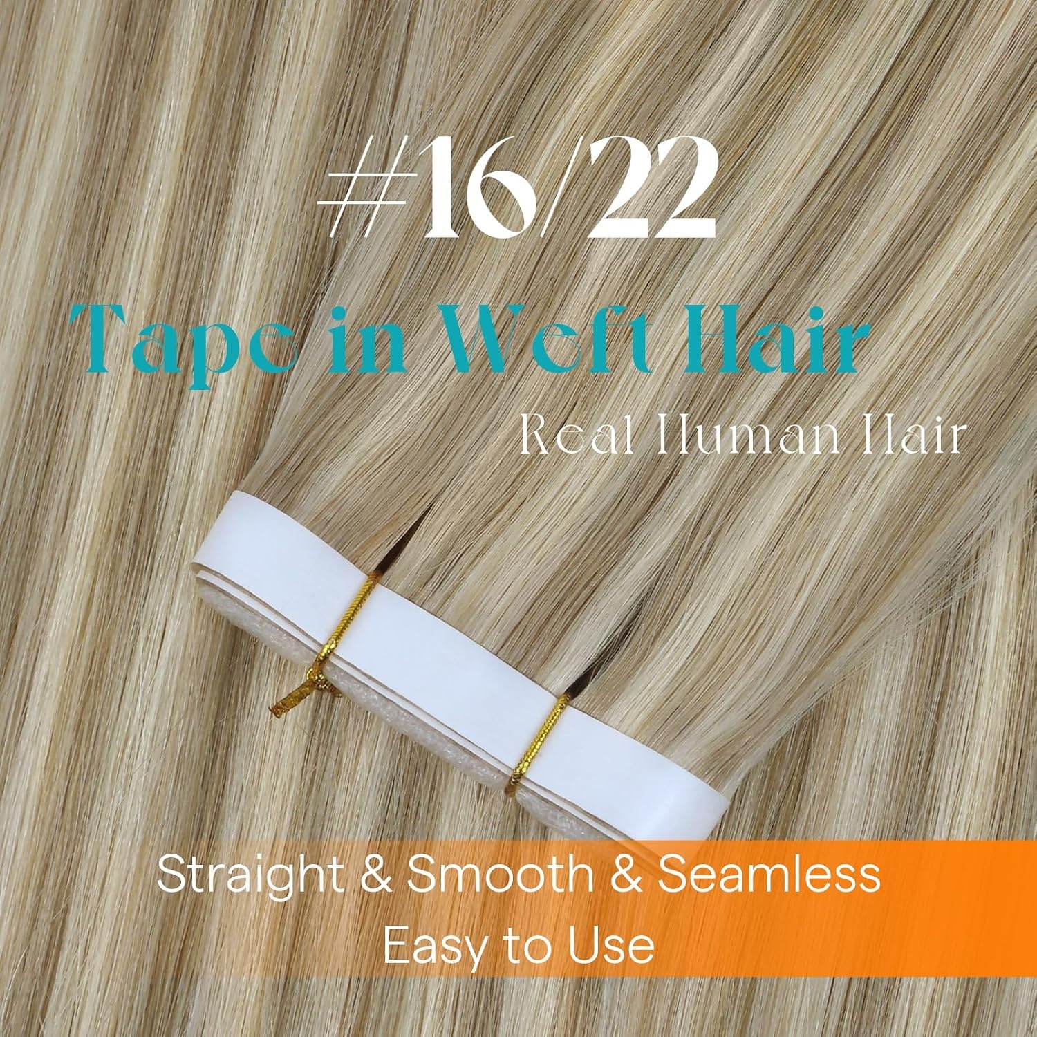 image:imageSunny Hair Light Brown Balayage Injected Invisible Tape in Hair Extensions 22 Inch 20Pcs 50g Natural Invis Edge Tape Real Human Hair Seamless Hand Sewn Hair Extensions1622 Highlight Blonde