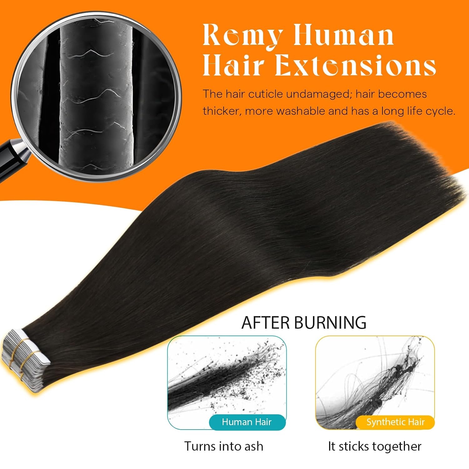 image:imageSunny Hair Light Brown Balayage Injected Invisible Tape in Hair Extensions 22 Inch 20Pcs 50g Natural Invis Edge Tape Real Human Hair Seamless Hand Sewn Hair ExtensionsIJTP2 Darkest Brown