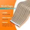 Sunny Hair Light Brown Balayage Injected Invisible Tape in Hair Extensions, 22 Inch 20Pcs 50g, Natural Invis Edge Tape, Real Human Hair, Seamless Hand Sewn Hair Extensions(#18/613 Ash Blonde Highlight Bleach Blonde)