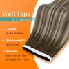 Sunny Hair Light Brown Balayage Injected Invisible Tape in Hair Extensions, 22 Inch 20Pcs 50g, Natural Invis Edge Tape, Real Human Hair, Seamless Hand Sewn Hair Extensions(#3/8/2 Brown Balayage Blonde)