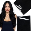 Sunny Hair Light Brown Balayage Injected Invisible Tape in Hair Extensions, 22 Inch 20Pcs 50g, Natural Invis Edge Tape, Real Human Hair, Seamless Hand Sewn Hair Extensions(#1 Jet Black)