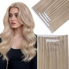Sunny Hair Light Brown Balayage Injected Invisible Tape in Hair Extensions, 22 Inch 20Pcs 50g, Natural Invis Edge Tape, Real Human Hair, Seamless Hand Sewn Hair Extensions(#18/613 Ash Blonde Highlight Bleach Blonde)