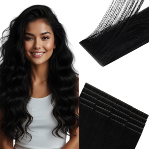 Sunny Hair Light Brown Balayage Injected Invisible Tape in Hair Extensions, 22 Inch 20Pcs 50g, Natural Invis Edge Tape, Real Human Hair, Seamless Hand Sewn Hair Extensions(IJTP-#1 Jet Black)