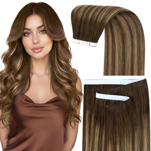 Sunny Hair Light Brown Balayage Injected Invisible Tape in Hair Extensions, 22 Inch 20Pcs 50g, Natural Invis Edge Tape, Real Human Hair, Seamless Hand Sewn Hair Extensions(#4/4/27 Brown Balayage Caramel Blonde)
