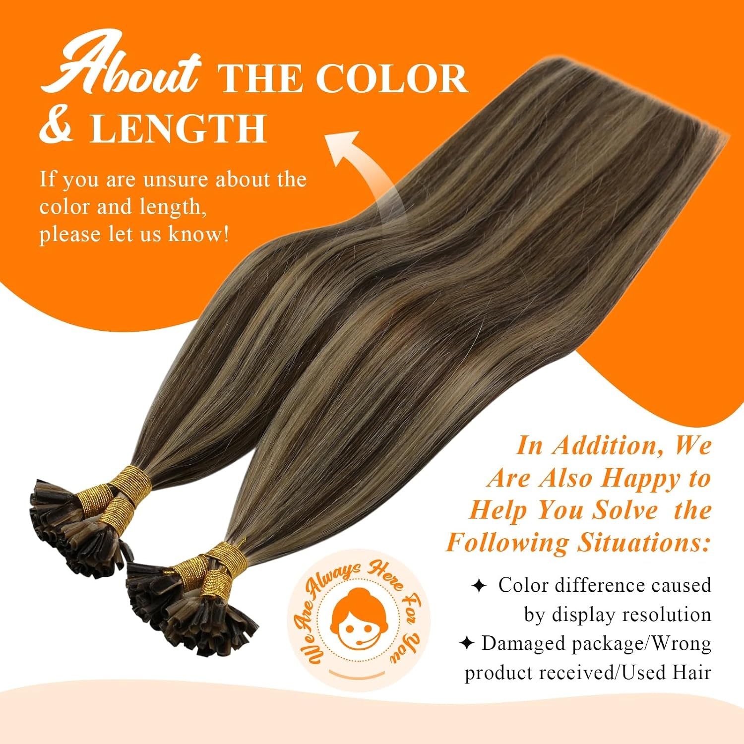 image:imageSunny Hair U Tip Hair Extensions Human Hair 22inch Keratin Tips Extensions Dark Brown Balayage Blonde K Tip Hair Extensions Real Human Hair 50g