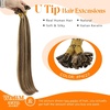 Sunny Hair 16 Inch U Tip Hair Extensions Human Hair, Dark Brown with Caramel Blonde, Soft Ktip Design, Invisible Bonds, Easy to Maintain, Adds Dimension for Parties and Night Out Gatherings, 50g