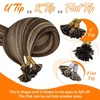 Sunny Hair 16 Inch U Tip Hair Extensions Human Hair, Dark Brown with Caramel Blonde, Soft Ktip Design, Invisible Bonds, Easy to Maintain, Adds Dimension for Parties and Night Out Gatherings, 50g