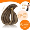Sunny Hair 16 Inch U Tip Hair Extensions Human Hair, Dark Brown with Caramel Blonde, Soft Ktip Design, Invisible Bonds, Easy to Maintain, Adds Dimension for Parties and Night Out Gatherings, 50g