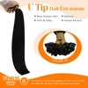 Sunny Hair 22 Inch Black U Tip Hair Extensions Human Hair, Soft Keratin Tips, Easy to Comb, for Women, Conceals Scalp Areas for Bridal Showers and Evening Celebrations, 50g