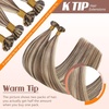 Sunny Hair 22 Inch K Tip Real Human Hair Extensions, Light Brown with Blonde Highlights, Fusion Hair Vtips, Natural Blends, for Weddings, Night Out Events, and Social Gatherings, 50g