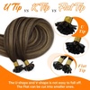 Sunny Hair U Tip Hair Extensions Human Hair 22inch Keratin Tips Extensions Dark Brown Balayage Blonde K Tip Hair Extensions Real Human Hair 50g