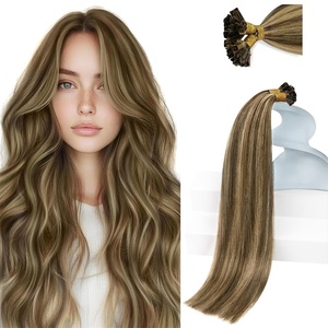 Sunny Hair 16 Inch U Tip Hair Extensions Human Hair, Dark Brown with Caramel Blonde, Soft Ktip Design, Invisible Bonds, Easy to Maintain, Adds Dimension for Parties and Night Out Gatherings, 50g