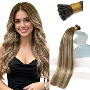 Sunny Hair I Tip Hair Extensions Human Hair, Dark Brown Balayage Light Brown Mix Blonde, for Engagement Parties, Anniversary Dinners, and Formal Occasions, 50g 18 Inch