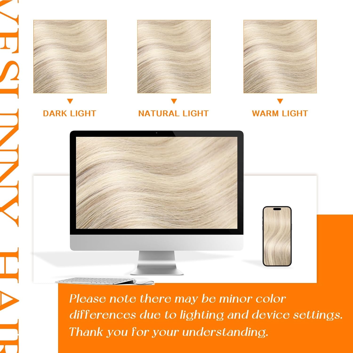 image:imageSunny Hair Flat Tip Human Hair Extensions 22inch Cool Ash Grey Balayage Platinum Blonde Keration Bonds Hair for Women 50g