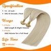 Sunny Hair 16 Inch U Tip Hair Extensions Human Hair, Light Blonde White Tone, Keratin Tips, for Women, for Formal Events and Night Out Parties, 40g