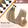 Sunny Hair K Tip Human Hair Extensions, 18 Inch 50G, Keratin Bonds Vtips Extensions, Ombre Ash Brown Blonde, Soft Gradient Finish, Formal Wear