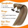 Sunny Hair K Tip Human Hair Extensions, Brown Balayage Blonde, Utips, Soft Texture, Invisible Bonds, for Women with Fine Hair, Adds Volume for Birthday Parties and Night Out Gatherings, 50g 16 Inch