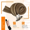 Sunny Hair Ktip Human Hair Extensions Dark Brown Mix Caramel Blonde 18inch K Tip Hair Extensions Soft Flat Tip Hair Extensions Human hair for Wedding 50g