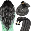 Sunny Hair 16 Inch K Tip Hair Extensions, Ombre Black, Natural Black Roots to Silver Grey Balayage, Keratin Tips, Designed for Weddings, Evening Parties, and Formal Occasions, 50g
