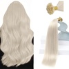 Sunny Hair 16 Inch U Tip Hair Extensions Human Hair, Light Blonde White Tone, Keratin Tips, for Women, for Formal Events and Night Out Parties, 40g