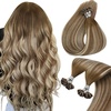 Sunny Hair K Tip Human Hair Extensions, Brown Balayage Blonde, Utips, Soft Texture, Invisible Bonds, for Women with Fine Hair, Adds Volume for Birthday Parties and Night Out Gatherings, 50g 16 Inch