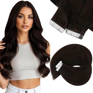 Sunny Hair Tape in Hair Extensions Real Human Hair Invisible Remy Hair Extensions Tape ins for Women Darker Brown 16 inch 20Pcs 50G