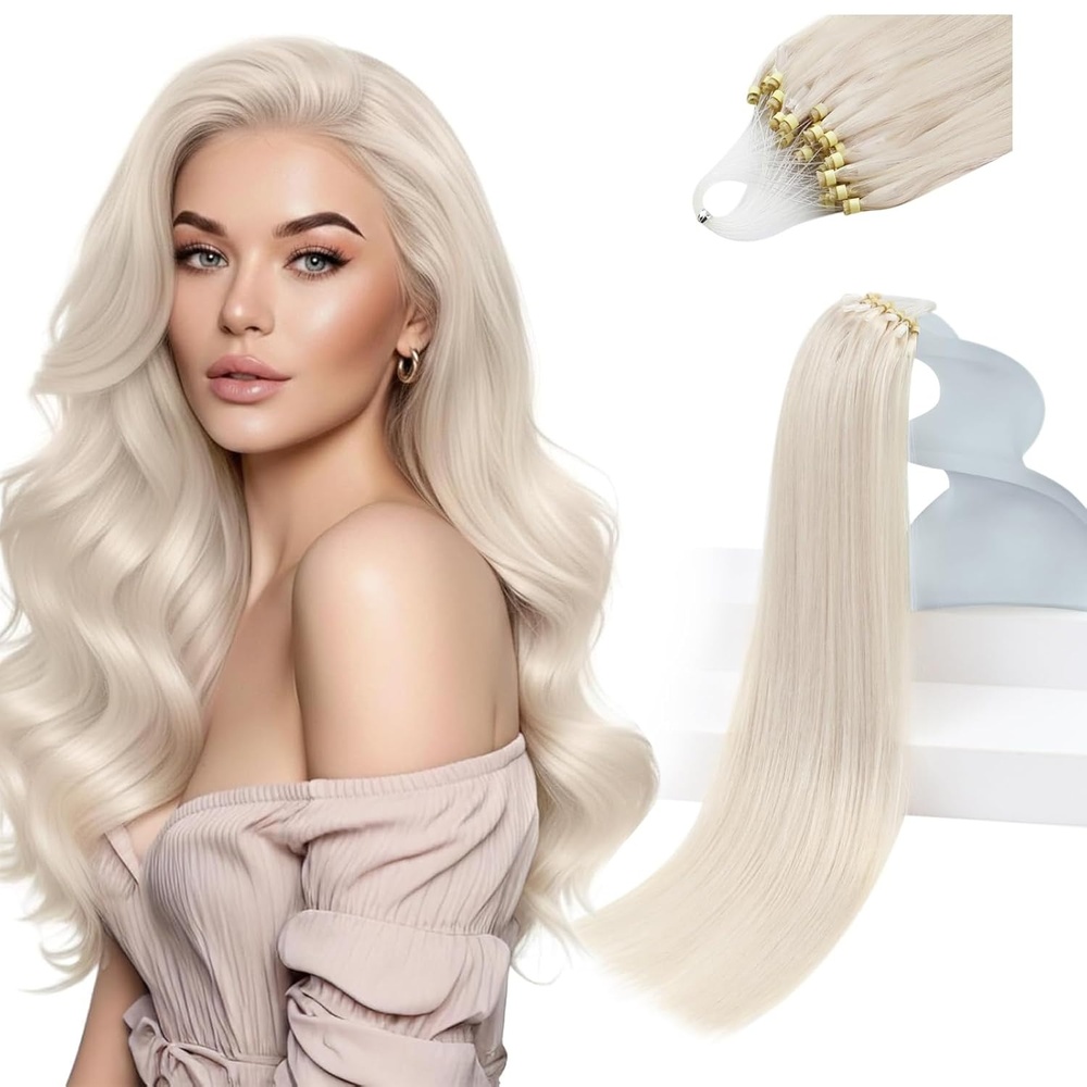 image:imageSunny Hair 24 Inch Micro Loop Hair Extensions Real Human Hair Color 1000 Soft Texture Invisible Application Natural Fullness LongLasting Hold Adds Volume For Weddings And Ceremony Photos 50g