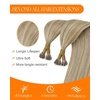 Sunny Hair Golden Blonde Nano Bead Hair Extensions Human Hair 16inch Nano Extensions Human Hair Ash Blonde Highlighted Golden Blonde Nano Ring Hair Extensions Real Human Hair for Women 50G