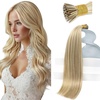 Sunny Hair Itip Human Hair Extensions 20inch I Tip Extensions Human Hair Golden Blonde Highlight Medium Blonde Pre Bonded Straight Show Charm Cold Fusion 50g