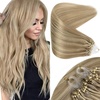 Sunny Hair Micro Bead Hair Extensions Real Human Hair 14 Inch Microlink | Golden Blonde Highlights With Light Blonde, Natural Movement, Adds Volume For Weddings, Parties, And Night Out Events, 50g