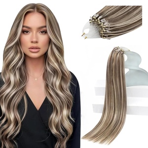 Sunny Hair 18 Inch Microlink Hair Extensions Human Hair Micro Loop | Brown Blonde Highlights, Lightweight Feel, Adds Fullness For Wedding Receptions And Formal Gatherings, 50g
