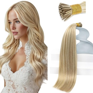Sunny Hair Itip Human Hair Extensions 20inch I Tip Extensions Human Hair Golden Blonde Highlight Medium Blonde Pre Bonded Straight Show Charm Cold Fusion 50g