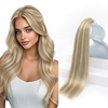 Sunny Hair Tape in Hair Extensions Human Hair Blonde 24 Inch for Vacations | Real Human Hair Tape in Extensions, Light Feel, Light Golden Brown Highlight Blonde, Discreet Root Area, 20Pcs 50g