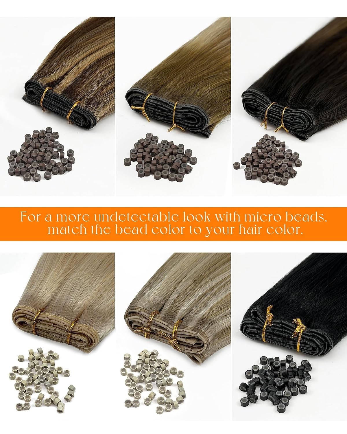 image:imageSunny Hair Butterfly Weft Hair Extensions Golden Blonde Highlights 18 Inch 50G Thick Double Weft Human Hair Can Be Styled With Heat Perfect For A Wedding Or Birthday Party
