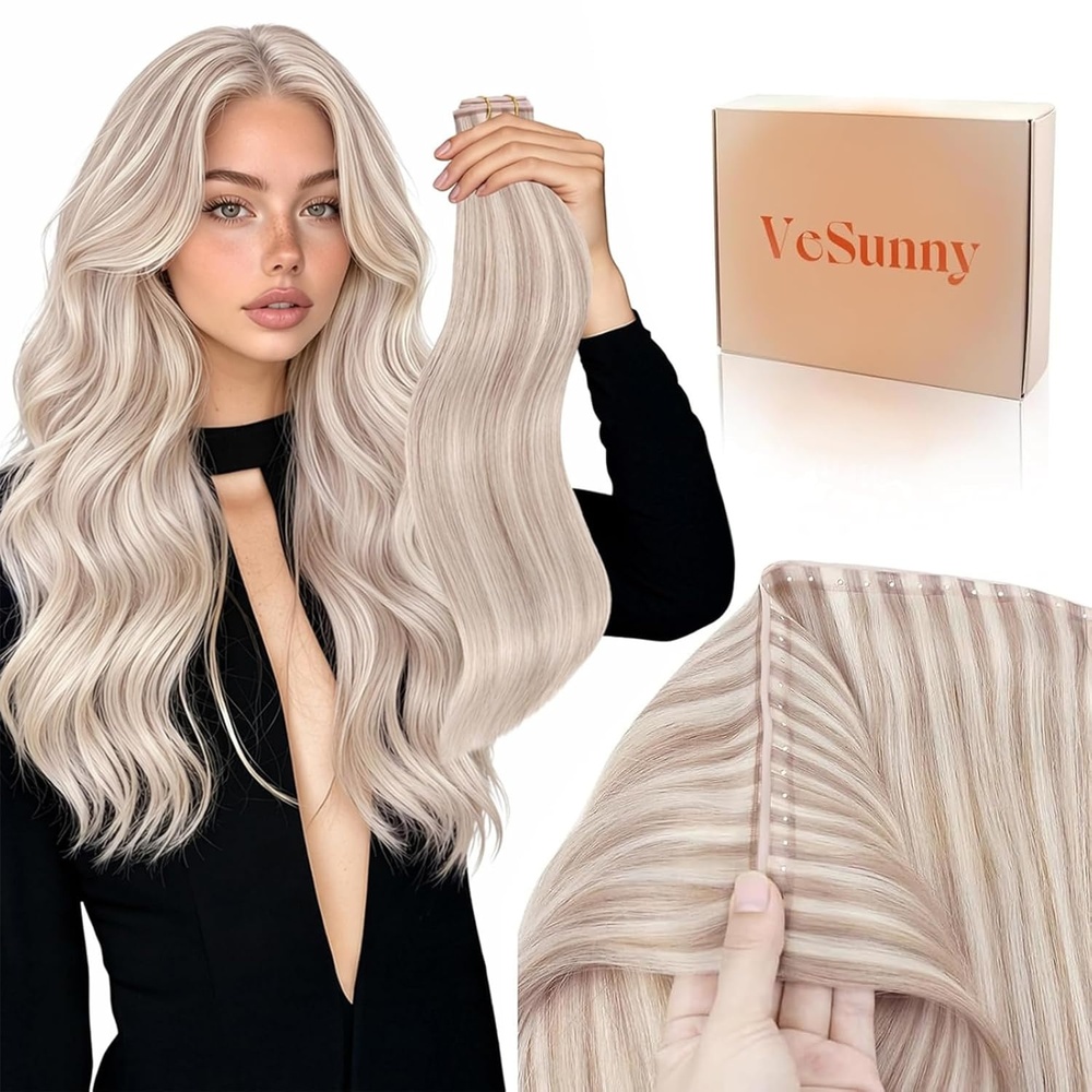 image:imageSunny Hair Butterfly Hair Extensions Black Balayage Silver 18 Inch 100G  Party Ready Double Weft Hair ConfidenceBoosting Seamless Blend Natural Looking Add Volume For Birthday 18613 Ash Blonde Highlight Bleach Blonde