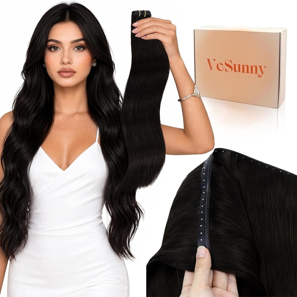 image:imageSunny Hair Butterfly Hair Extensions Black Balayage Silver 18 Inch 100G  Party Ready Double Weft Hair ConfidenceBoosting Seamless Blend Natural Looking Add Volume For Birthday 2 Dark Brown