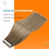 Sunny Hair Balayage Tape in Hair Extensions Remy 20Pcs for Outdoor Events | Human Hair Tape in Extensions, Re-Tape and Reapply, Lightweight Invisible, Light Brown Balayage Blonde, 20inch 50g