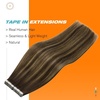 Sunny Hair Extensions Tape in Real Human Hair Balayage Brown 18 Inch | Tape Ins for Women, Brown Caramel Blonde Balayage, Natural Looking Blend, Evenings and Events, 20 Pieces 50g