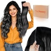 Sunny Hair Butterfly Hair Extensions Black Balayage Silver 18 Inch 100G | Party Ready Double Weft Hair, Confidence-Boosting, Seamless Blend, Natural Looking, Add Volume, For Birthday(#1B/S/1B Black Balayage Silver Grey)
