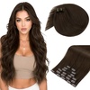 Sunny Hair Clip in Hair Extensions Real Human Hair 120g Remy Extensions for Women Brown Long Hair Waist-Length Natural Blend for Stage Performance and Special Events 24 Inch