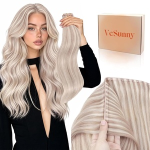 Sunny Hair Butterfly Hair Extensions Black Balayage Silver 18 Inch 100G | Party Ready Double Weft Hair, Confidence-Boosting, Seamless Blend, Natural Looking, Add Volume, For Birthday(# 18/613 Ash Blonde Highlight Bleach Blonde)
