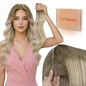 Sunny Hair Butterfly Hair Extensions Black Balayage Silver 18 Inch 100G | Party Ready Double Weft Hair, Confidence-Boosting, Seamless Blend, Natural Looking, Add Volume, For Birthday(# 18/60/60A SUN-Ash Blonde Ombre Blonde)