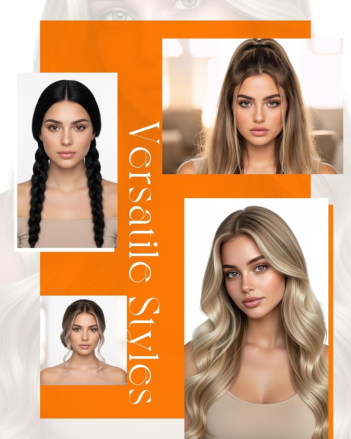 image:imageSunny Hair Butterfly Weft Hair Extensions Human Hair Balayage Brown 14 Inch 50G Easy To Style Beaded Weft Hair Extensions Natural Looking Nice For Straight Hair For Travel