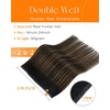 Sunny Hair Butterfly Weft Hair Extensions Human Hair Balayage Brown | 14 Inch 50G, Easy To Style Beaded Weft Hair Extensions, Natural Looking, Nice For Straight Hair, For Travel